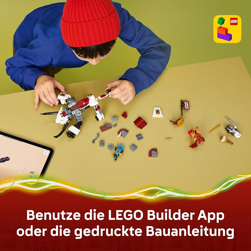 NINJAGO Zilvar auf seinem Drachentier Grimtak - Ninja Spielzeug mit Actionfigur, 3 Minifiguren inklusive Kai & NYA - Geschenkidee für Jungen ab 7 Jahren und Dragons Rising Fans - 71863