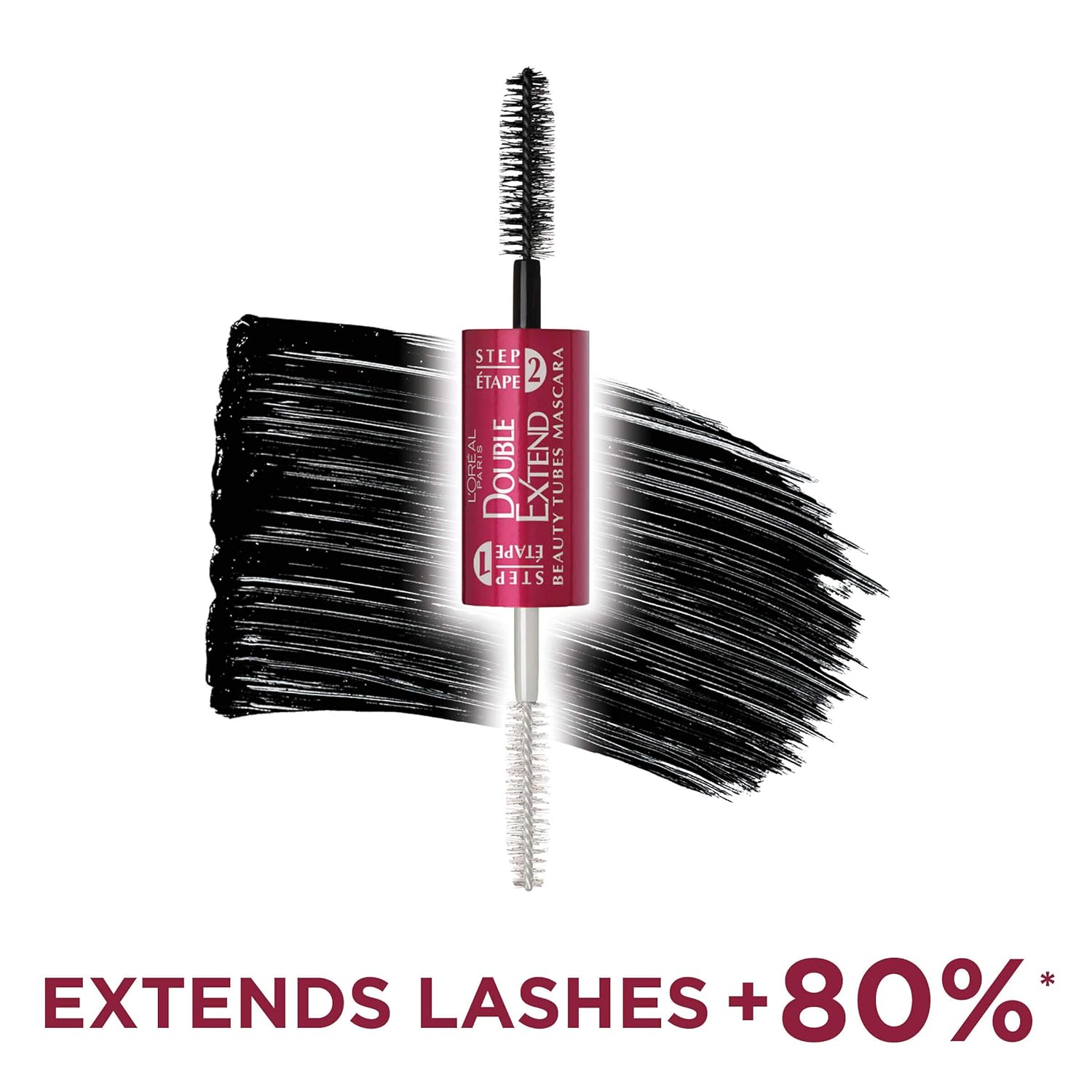 L'Oreal Paris Makeup Double Extend Beauty Tubes Lengthening 2 Step Mascara, Black, 1 Tube : Mascara : Beauty