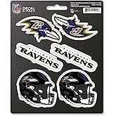 FANMATS 39517 NFL - Baltimore Ravens Decal 6-pk - Works On Hard Surfaces - for Homes, Cars, Trucks, SUVs, Personal Items, Laptops, Cell Phones | White | 5” x 6.25” | 6 Various Logos/Wordmark