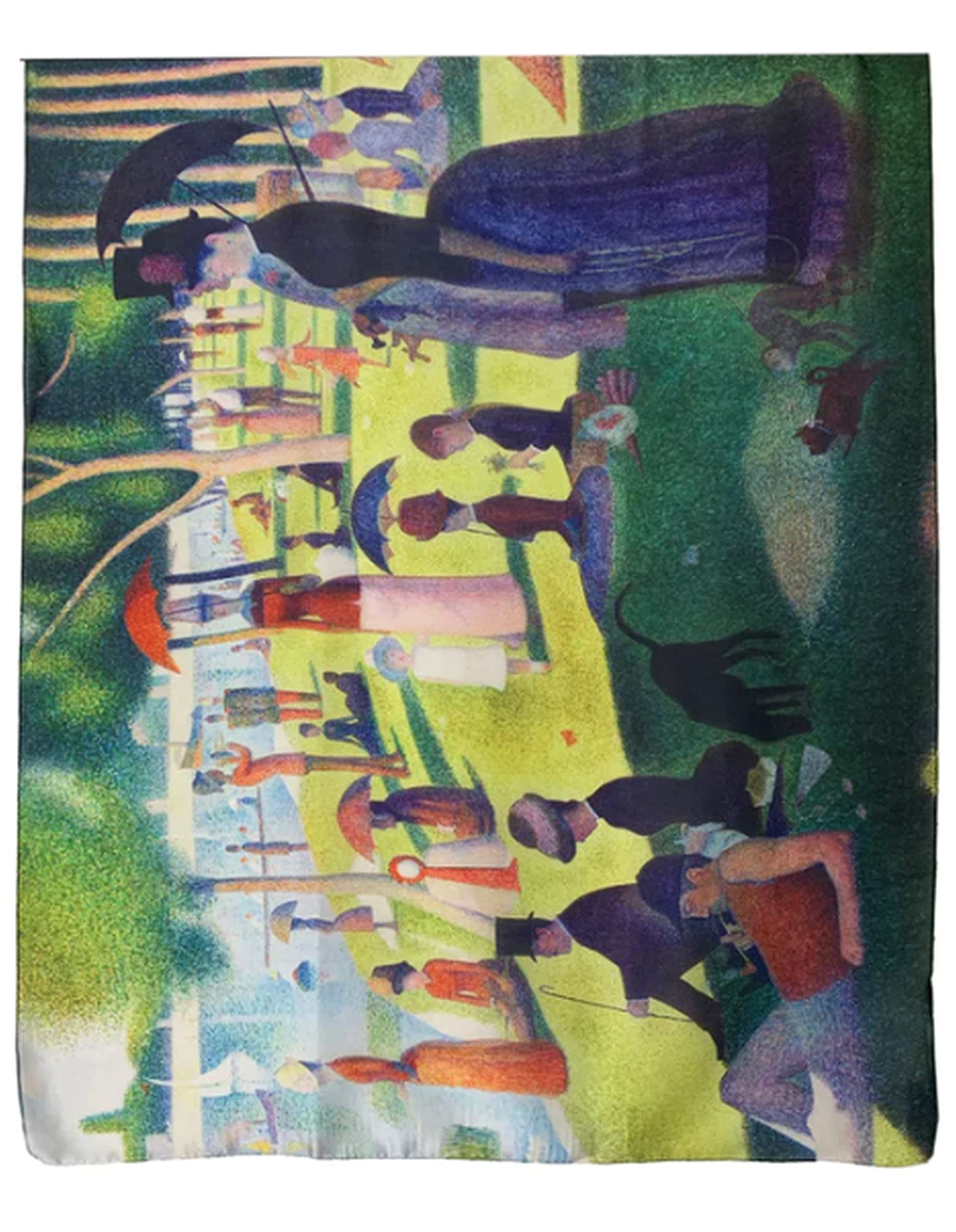 GFM® Women's Silk Blend Painting Or Art Based Summer Scarf (VSLK) (Seurat-A Sunday on La Grande)(FS-VSLK-3774-A)