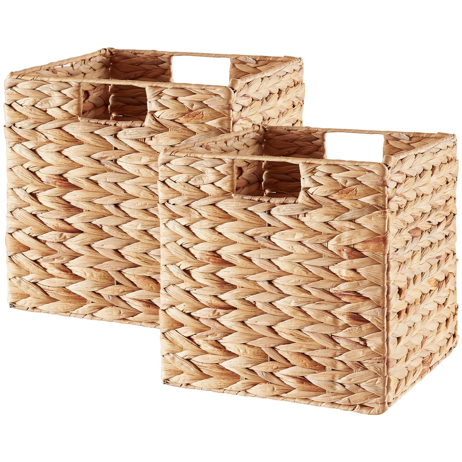 Vagusicc Storage Basket, Set of 2 Hand-woven Water Hyacinth Storage ...