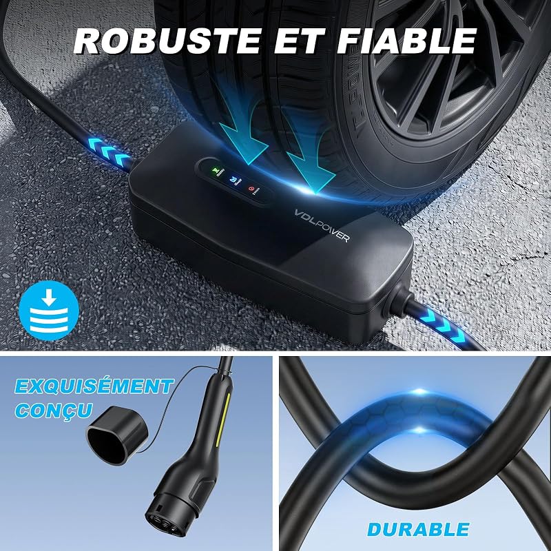 Chargeur Voiture Electrique 3,68kW 16A Type 2 Schuko, EV Chargeur 5m