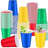 Jingmore 90 Pcs Disposable Plastic Cups Neon Party Supplies 16oz Disposable Plastic Cups Fiesta Matrimony Bachelorette Decorations Birthday Wedding Carnival(Red, Green, Yellow, Blue)