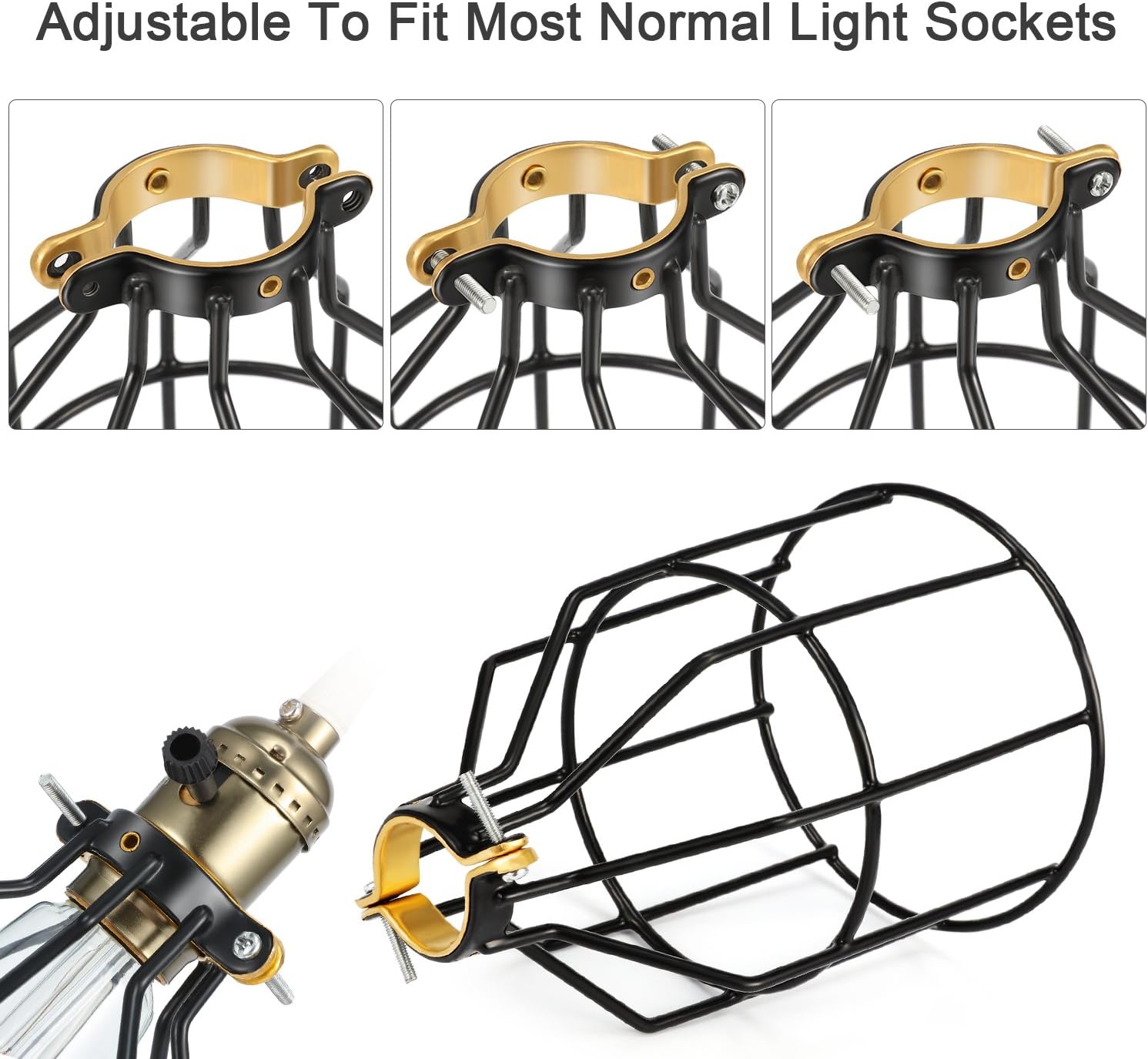 Kohree Metal Bulb Guard Lamp Cage, for Pendant Light, Lamp Holder, Ceiling Fan Light Bulb Covers Vintage Open Style Industrial Grade Adjustable 4 Packs(Cage ONLY): Home Improvement