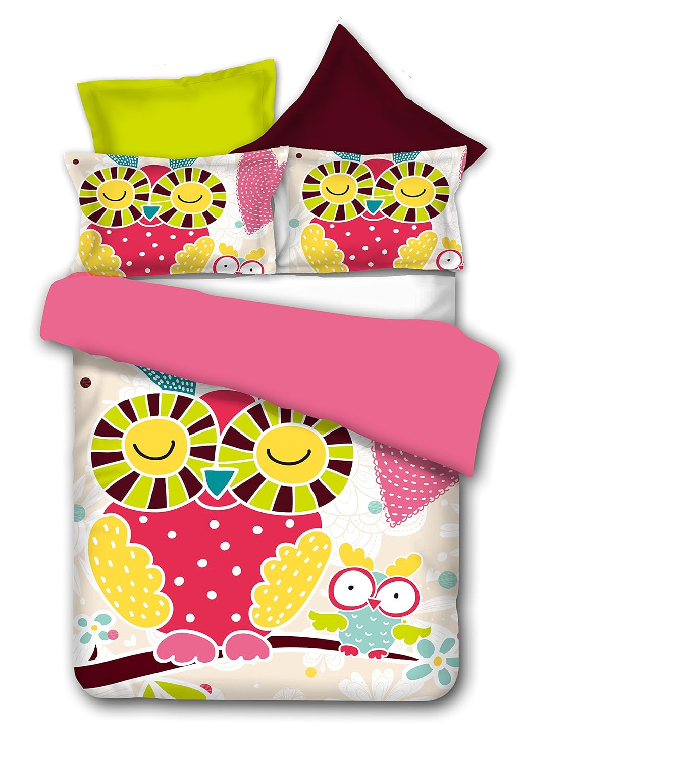 DecoKing 80x80 cm 2 Kissenbezüge Kinder Eule Eulen