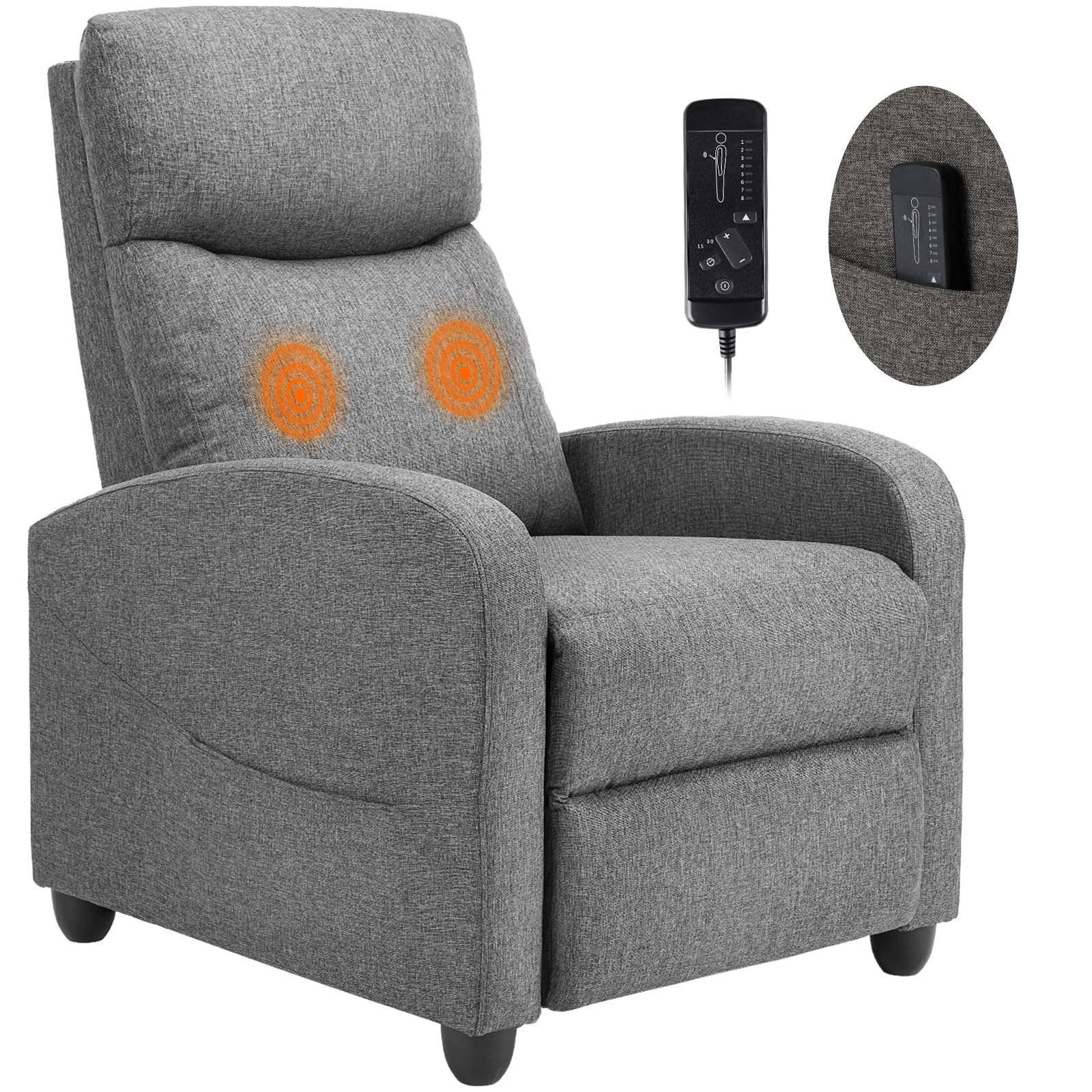 Photo 1 of ******BRAND NEW ITEM******** Sweetcrispy Massage Recliner Chair for Adults, Adjustable Home Theater Seating with Lumbar Support, Small Recliners for Small Spaces, Dark Grey