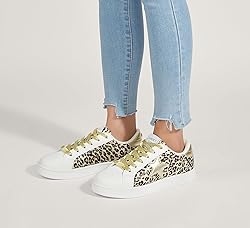 LUCKY STEP Women's Fashion Star Sneaker Lace Up Low