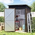 5x3 FT Outdoor Storage Shed, With Floor And Lockable Door For Backyard Garden Sheds Tool Shed Garden Shed Grey