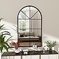 FVANF Arched Wall Mirror 24"x42" Window Mirrors for Wall Decor, Black Frame Window Pane Mirror, Arched Top Wall Mirror for Living Room,Bedroom, Entryway
