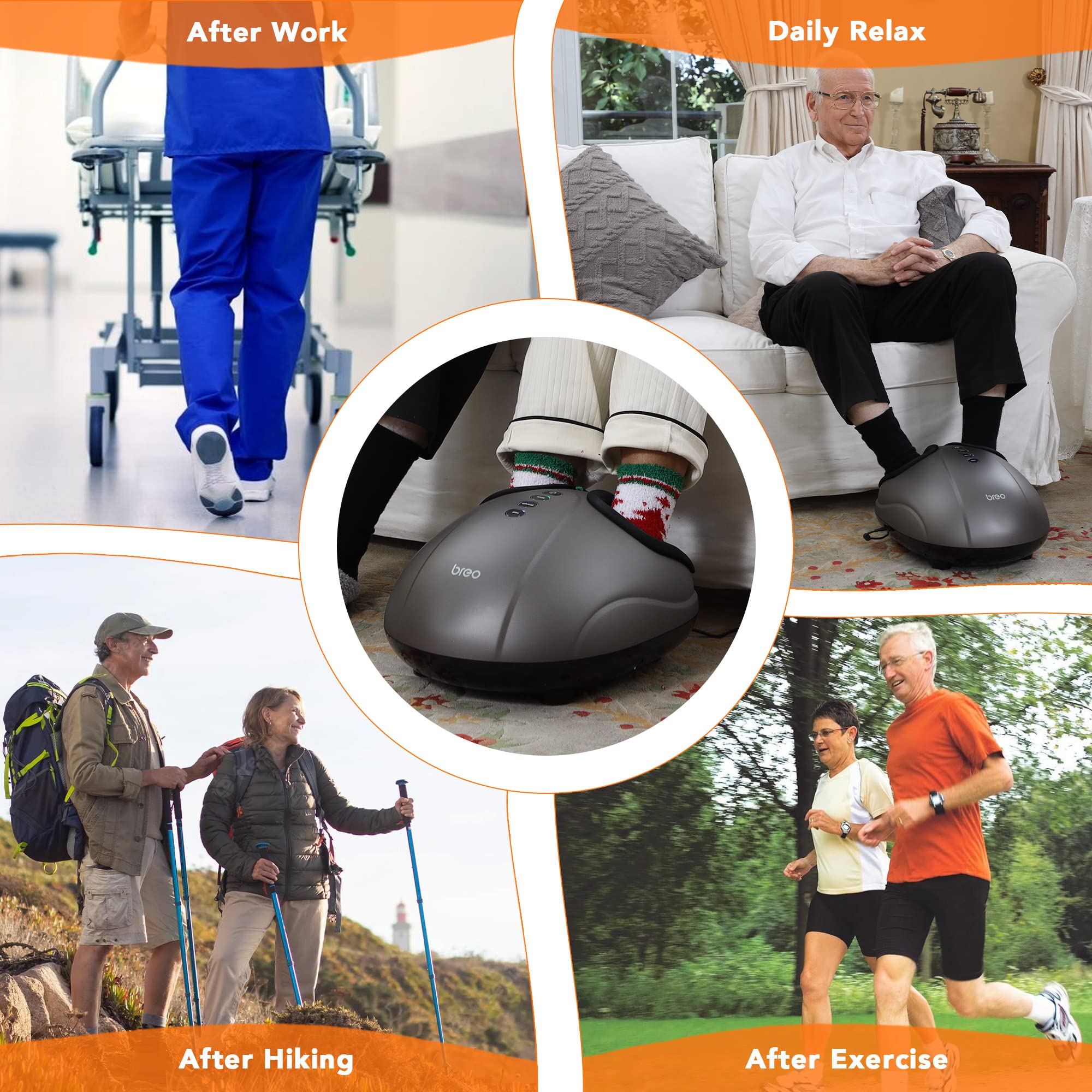 Breo Shiatsu Foot Massager with Soothing Heat, Deep Tissue Massage Machine for Relax Gifts, Family, Mom, Dad, Christmas, Fits Feet Up to Men Size 12