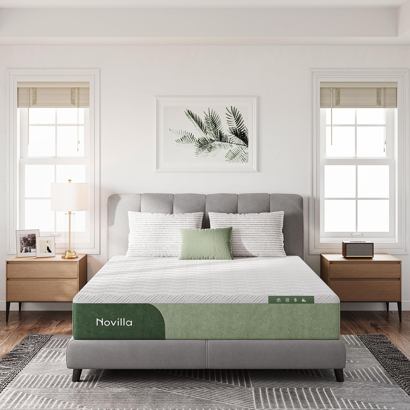 Photo 1 of ***UPDATED 5/16*** Novilla QUEEN Size Memory Foam Mattress with Cooling Gel Foam & Bamboo Cover for Spine Support & Pain Relief, Medium Plush