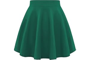 Auranso Girls Mini Skirt Stretch Waist Casual Flared Plain Pleated Skater Skirt