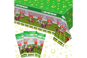 Seewey Derby Party Plastic Tablecloth Horse Racing Party Plastic Disposable Rectangular Table Covers for Derby Day Party Supplies for Kids Horse Birthday Party Supplies, 108 x 54 Inch (3 Pcs)