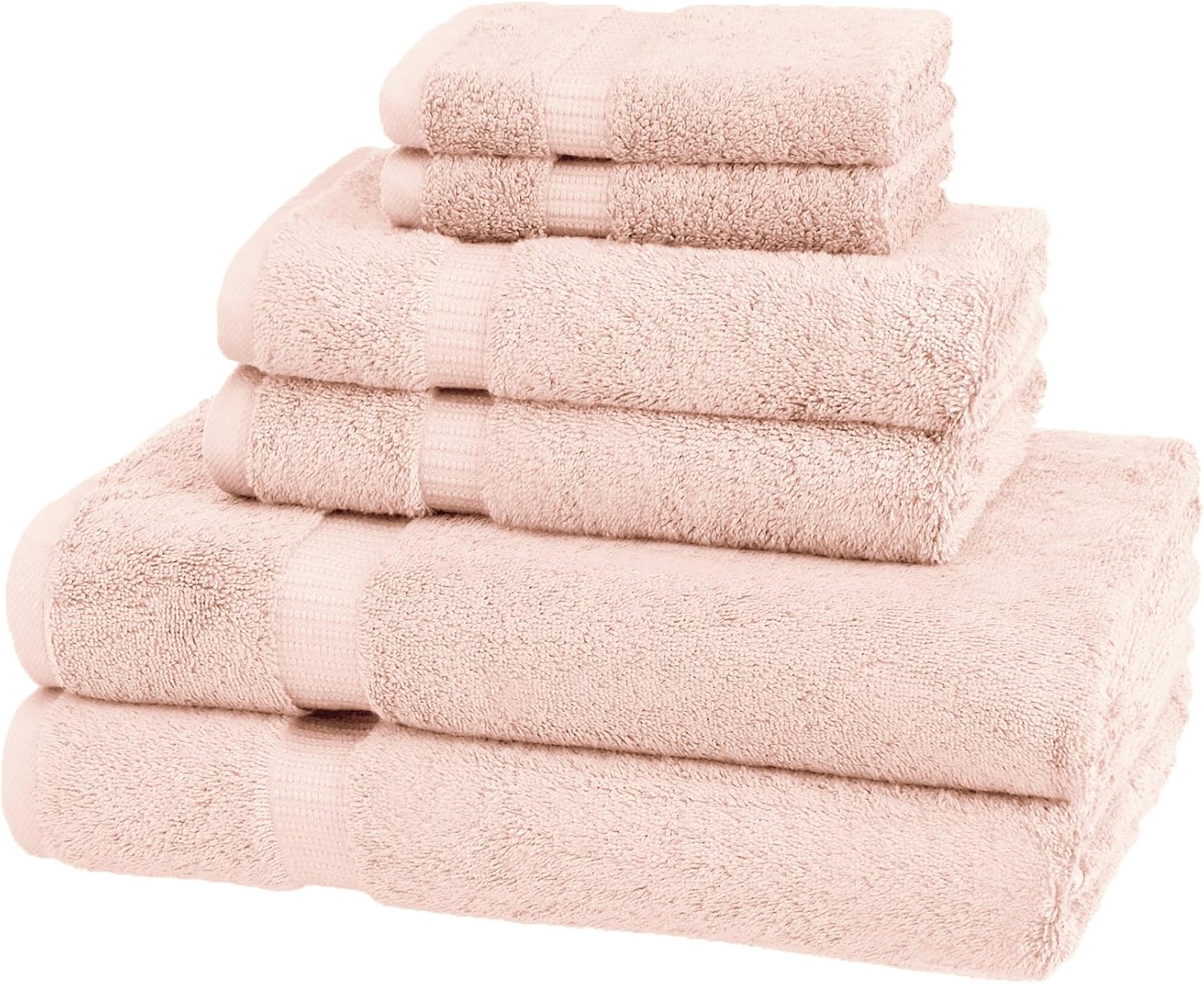  Brand – Pinzon Organic Cotton Bathroom Towels, 6-Piece Set, Blush Peach/Pink: Home & Kitchen