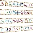 12 Pieces Alphabet Bulletin Board Strips Set Alphabet Line ABC Alphabet Banner & Number Border Posters for Preschool Kindergarten Classroom Playroom Bedroom (Confetti)