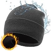 M/L/XL/XXL Waterproof Merino Wool Beanie for Men Women, Warm Fleece Lined Rainproof Windproof Winter Hat for All Weather
