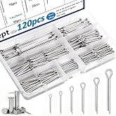Seept 120Pcs Cotter Pins 304 Stainless Steel Cotter Pins Assortment Kit Tractor Pin Used for Hitch Pin Lock System, Trucks, Engine Repair in Towing Hitch Clips &amp; Pins