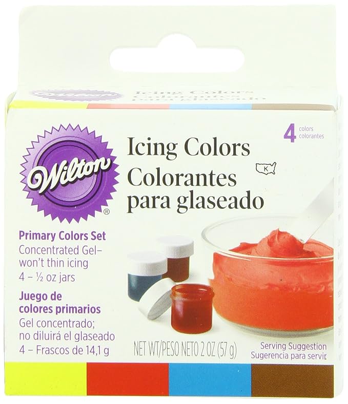 Wilton Icing Colors .5oz 4/Pkg-Primary