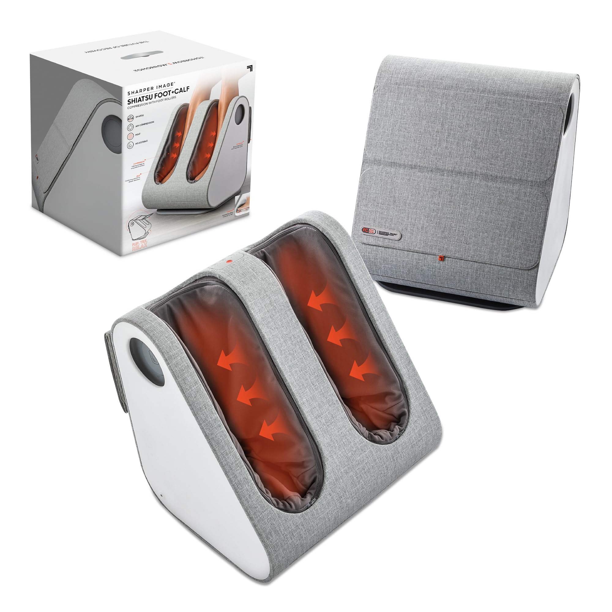 Photo 1 of Sharper Image Shiatsu Foot + Calf Massager, Deep-Kneading Rollers with Air Compression, Soothing Heat, Adjustable Tilt, Customizable Modes, Hygiene Cover