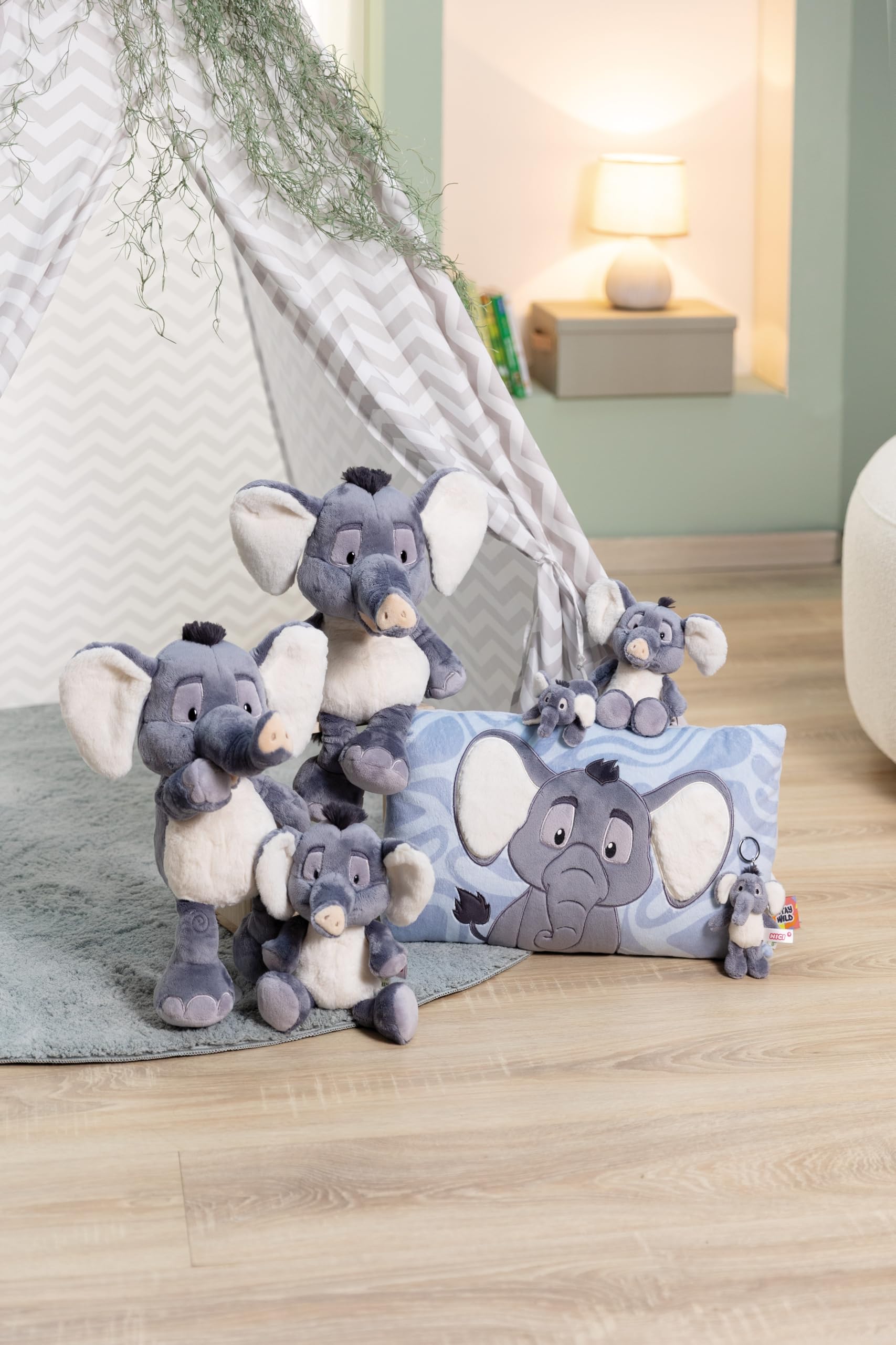 NICI Kuscheltier Elefant EL-Flora 25cm - grau - 62741 2