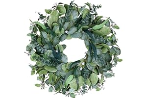 Easy Fine 26 Inch Artificial Eucalyptus Wreaths for Front Door for All Seasons,Spring Summer Fall Autumn Winter Christmas Wreath,Large Neutral Everyday Greenery Wreath,Home Wall Door Porch Decor