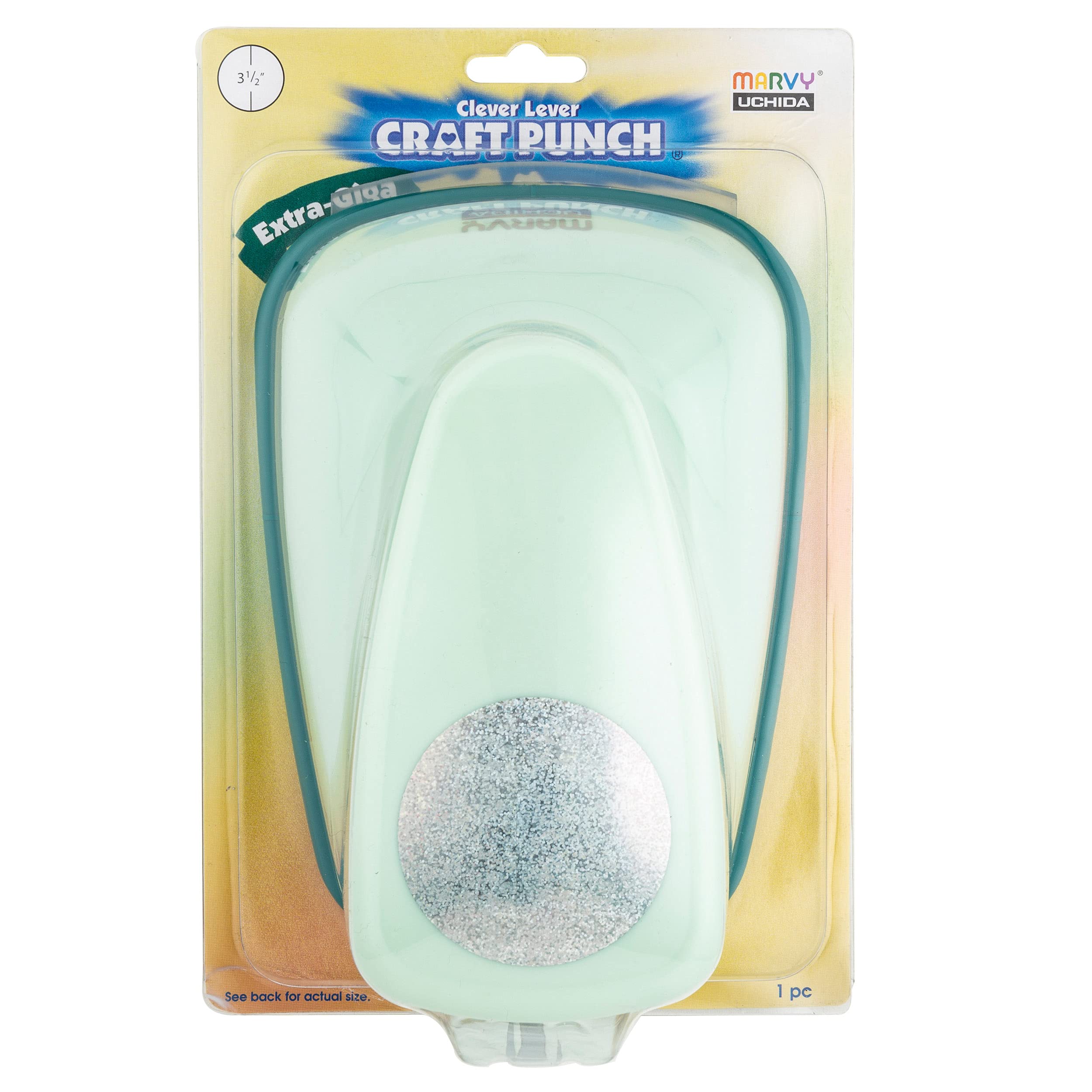 Uchida Clever Lever Xtra Giga Craft Punch-Circle, Plastic Metal, Green, Pack of 1