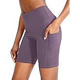 Soothfeel Women's High Waist Yoga Shorts with Side Pockets Tummy Control Running Gym Workout Biker Shorts for Women 5" /3"