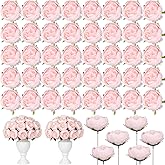 Suncalla 50 Pcs Artificial Peony Flower Bulk 3.5 Inch Silk Peony Flowers Heads with Stems Realistic Fake Roses for DIY Wedding Craft Bridal Bouquets Table Centerpieces Vase Home Decor (Pink)