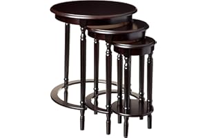 Frenchi Furniture Set of 3 Round Nesting Tables in Cherry Finish