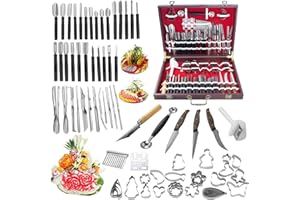 80-Piece Stainless Steel Fruit Carving Tools Set - Professional Watermelon Carving Knife Kit with Ergonomic Handles & Portabl