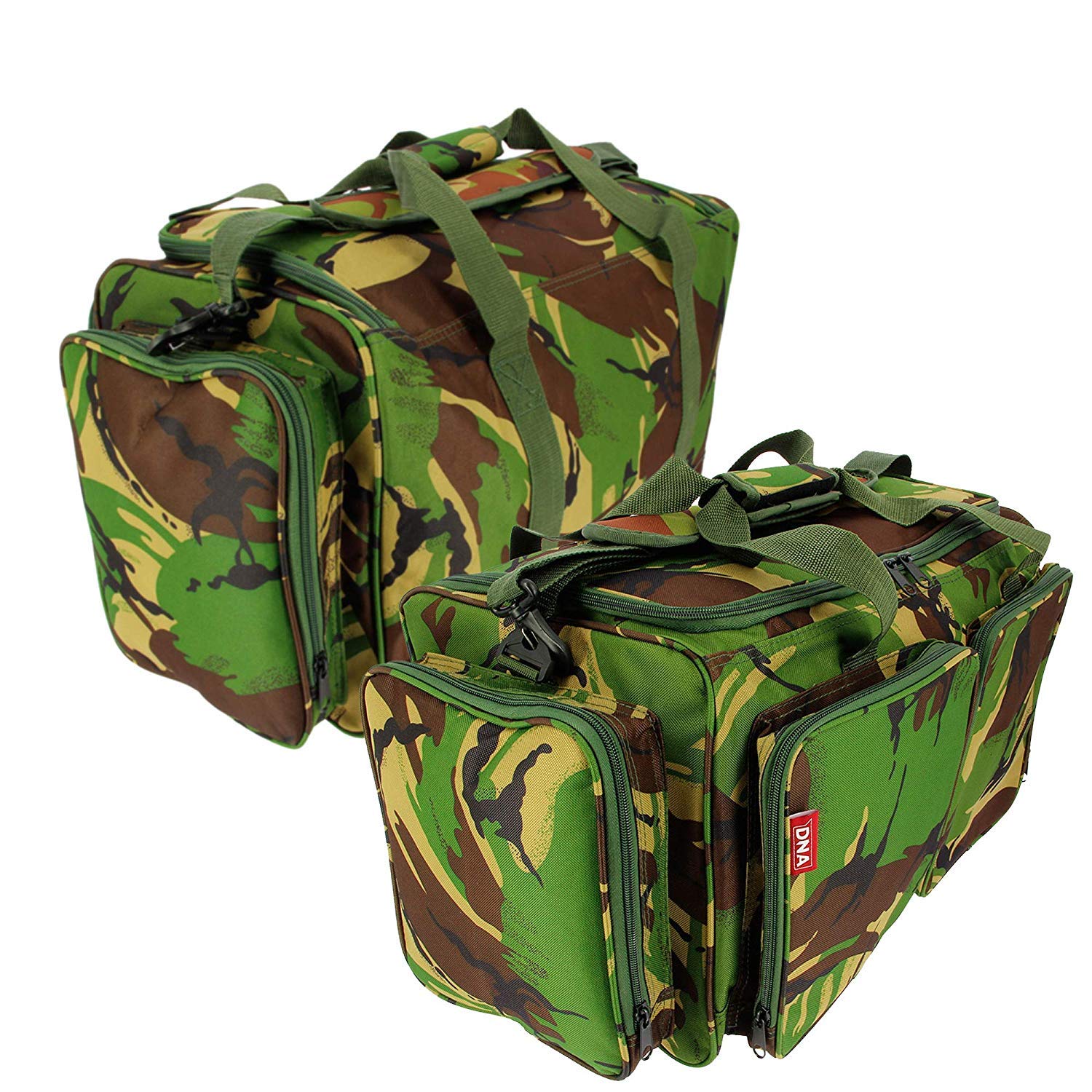 Twin Pocket DPM Camo Carp Coarse Fishing Camping Carryall Bag + Shoulder Strap & Handles