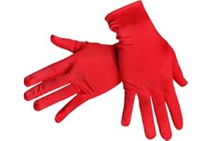JUNRT Short Satin Gloves Women Wrist Length Gloves Soft and Comfortable Gloves for Wedding Party Halloween Cosplay Costume