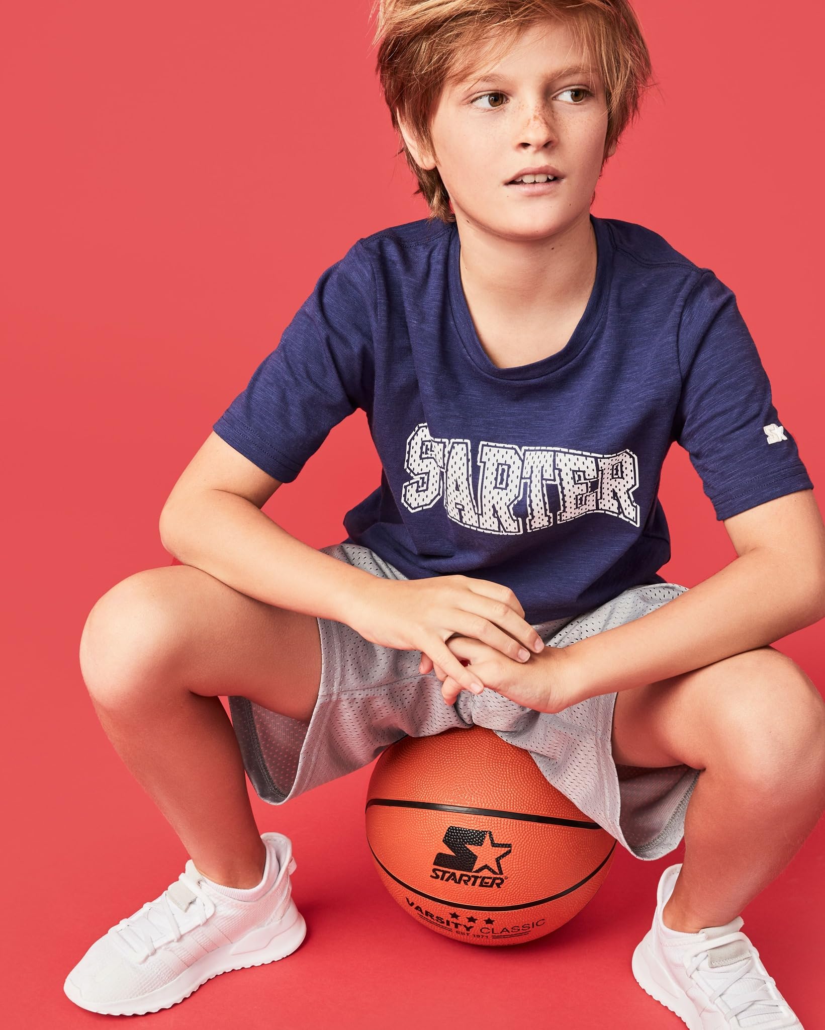 STARTER Youth Boys No Show Socks 10-Pack, Moisture-Wicking Kids Socks Shoe Size 10-4 (White/Grey/Black Multi, Medium)