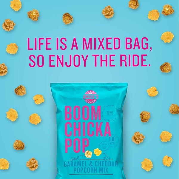 ANGIE’S BOOMCHICKAPOP CARAMEL AND CHEDDAR MIX POPCORN, 6 OZ