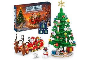 Advent Calendar 2025 Christmas Tree Building Blocks Set, 24 Days of Christmas Countdown Calendar with Santa Claus & Elk, Xmas