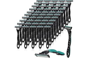 Leriton 50 Pcs Men's Disposable Razors Bulk 3 Blade Men Razors for Head Sensitive Skin Comfortable Shave