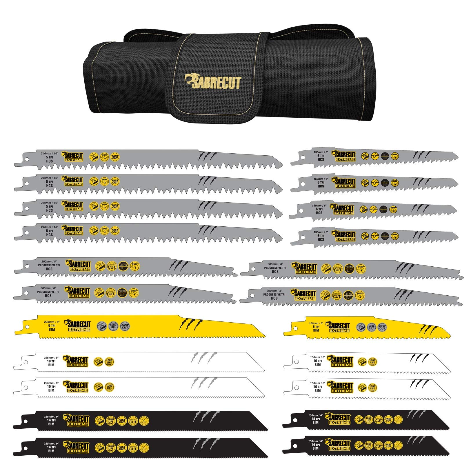 22 x SabreCut SCRSBK22 Mixed S610DF S644D S922BF S922HF S1110DF S1122HF S1122BF S1531L S2345X Fast Wood and Metal Cutting Reciprocating Sabre Saw Blades