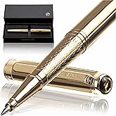 FANSTIK Customized Gold Luxury Rollerball pen, fancy gift set for women, Real 24K Gold Plating, Professional executive pen gift set for men (Lux Custom-Rollerball Gld)