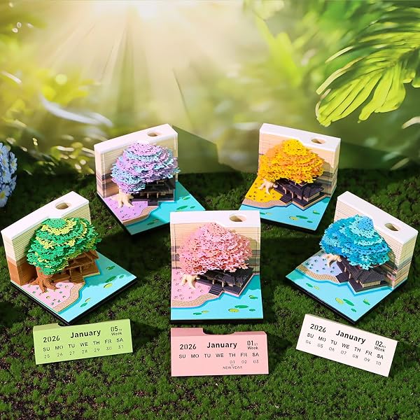 2026 TIME PIECE CALENDAR 3D CASTLE DESK CALENDAR MEMO PAD PAPER TEAR AWAY CARVING ART NOTEPAD GIFT FOR VALENTINE’S DAY GIFT HOUSEWARMING OFFICE DESKTOP DECORATION (WITH CALENDAR & LIGHT)