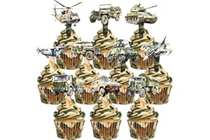 BONBEEDESIGN 40 PCS Army Cupcake Toppers