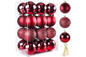 TranquilBliss Christmas Ball Ornaments 24pcs 2.5-Inch Christmas Tree Decorations for Xmas Tree Balls, Ideal for Holiday Christmas Party Wreath Tabletop Tree Decor Ornaments（Red）