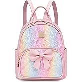 I IHAYNER Mini Backpcak for Girls Small Bowknot Quilted Leather Backpack Purse for Women Travel Cute Trendy Stuff Gifts for Kids Rainbow