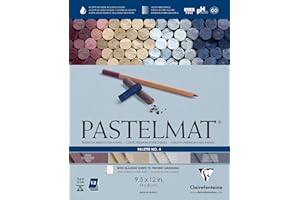 Clairefontaine Pastelmat Glued Pad - Palette No. 4 - (9 1/2 x 12 Inches) 24 x 30 cm - 360g - 12 Sheets - Dark Blue, Light Blue, Wine, Sand