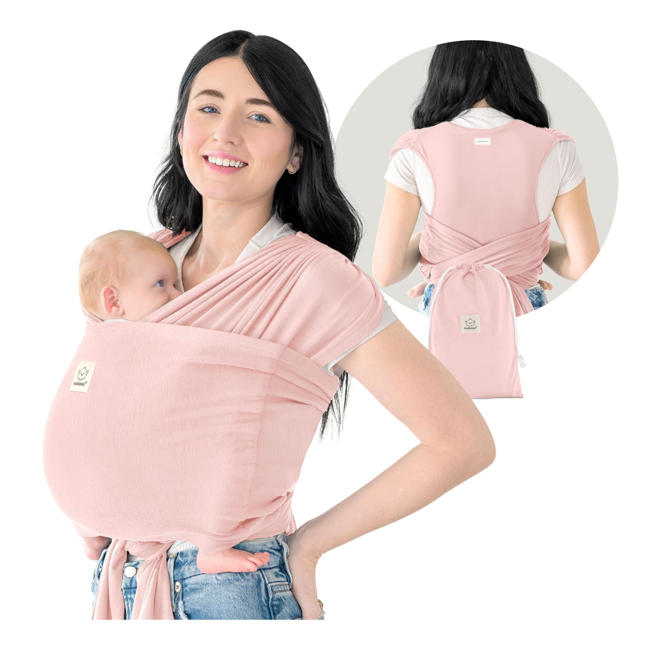Photo 1 of KeaBabies Baby Wrap Carrier Ring Sling - Easy to Wear, Adjustable D-Lite Baby Carrier Newborn to Toddler, Infant Carrying Shirt, Hands Free Bonding, Breathable Fabric Wearing Wrap (Dusty Pink)