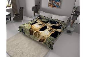 SOLARON Korean Super Thick Heavy Weight Ultra Silky Soft Mink Heavy Duty Reversible Blanket Bed comforters bedspreads Bedding Comforter King or Queen (King, 136 Deer Blue)