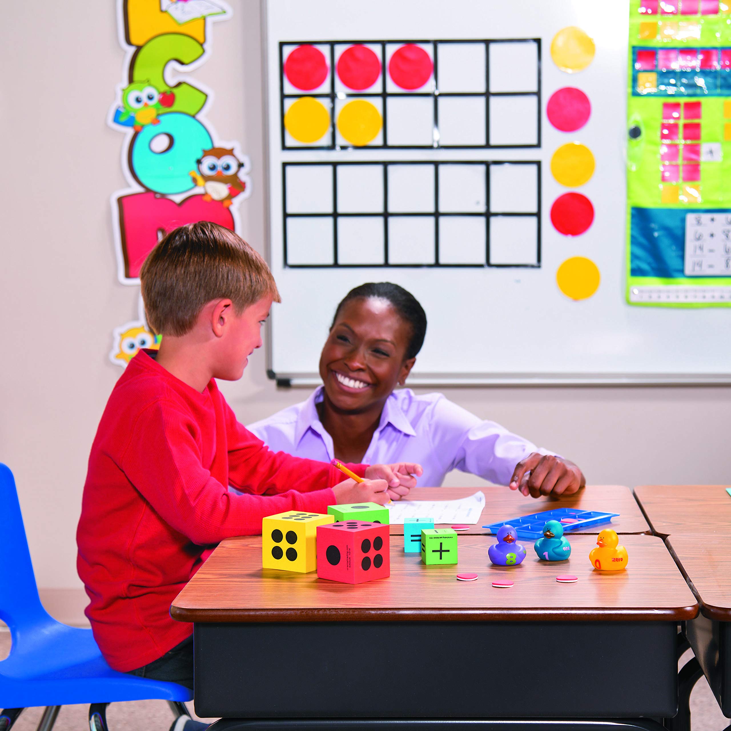 Fun Express Foam Jumbo Playing Dice Assorted Primary Colors, Outdoor/Indoor Games, Classroom Supplies