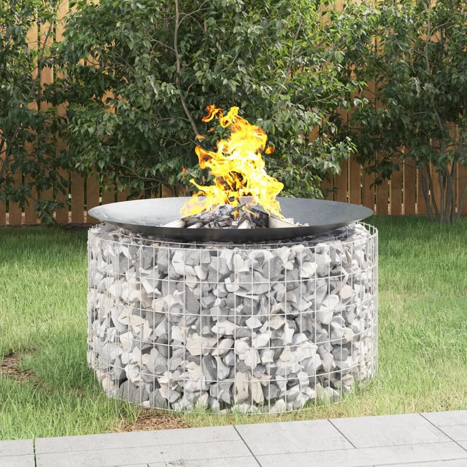 Gabion Fire Pit Ø 100 cm Galvanised Iron-153560