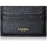 Cockatoo Saffiano Leather Card Case - Minimalist Credit Card Wallet - Slim Front Pocket Wallet Card Holder for Mens and Womens