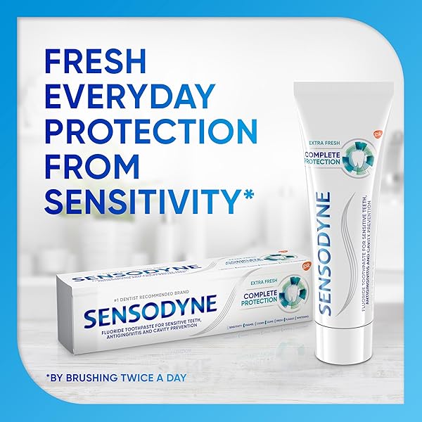SENSODYNE COMPLETE PROTECTION SENSITIVE TOOTHPASTE FOR GINGIVITIS, SENSITIVE TEETH TREATMENT, EXTRA FRESH – 3.4 OUNCES (PACK OF 2)