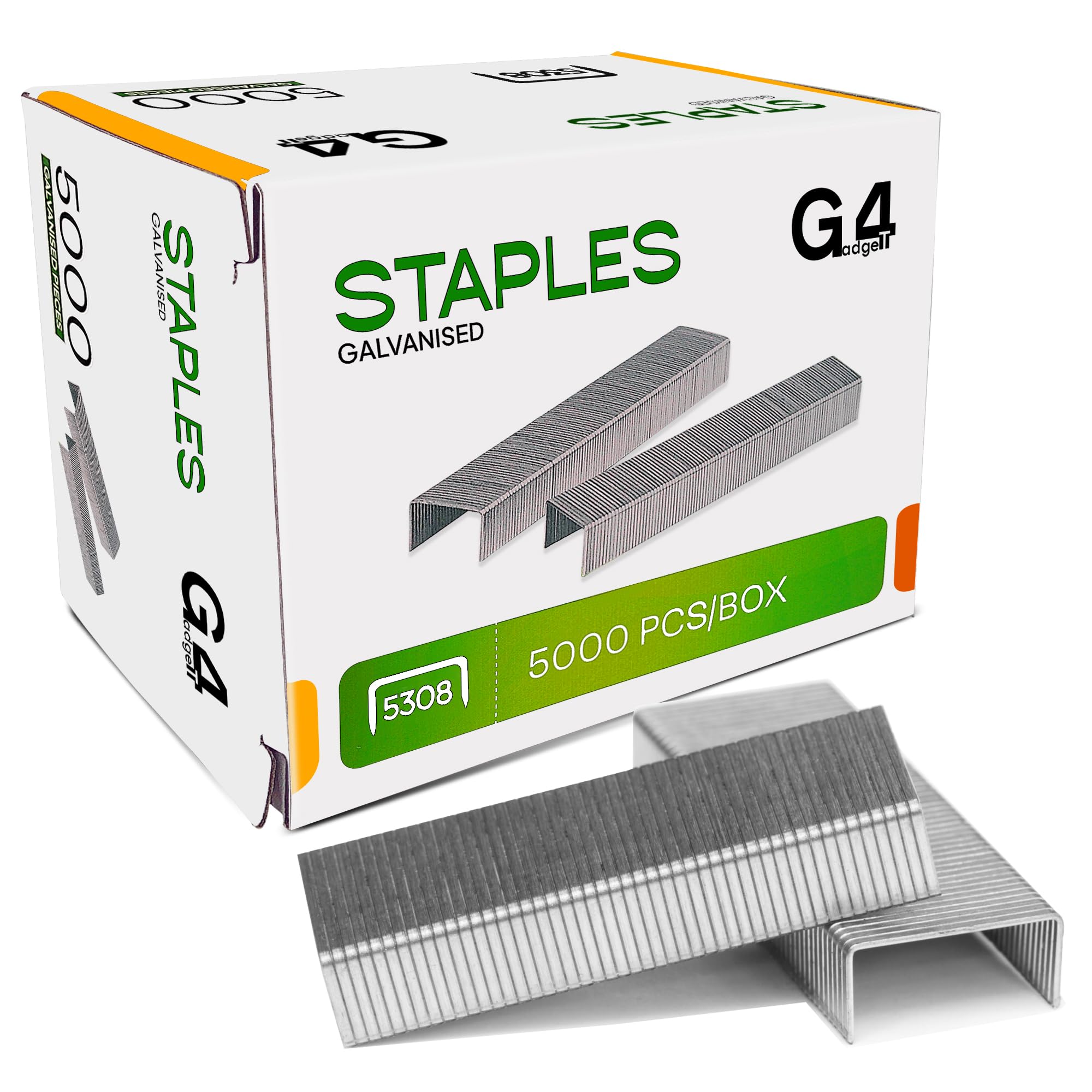 G4GADGET 5000 x 53/8 Heavy Duty Staples - 53/8mm Staples for Staple Guns and Heavy Duty Staplers, Office & Upholstery Supplies